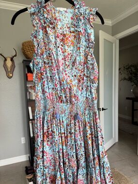 Poupette St. Barth Light Blue Floral Print Sundress